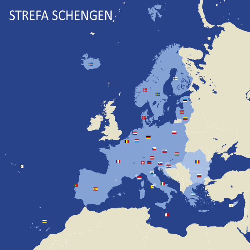 Mapa - strefa Schengen